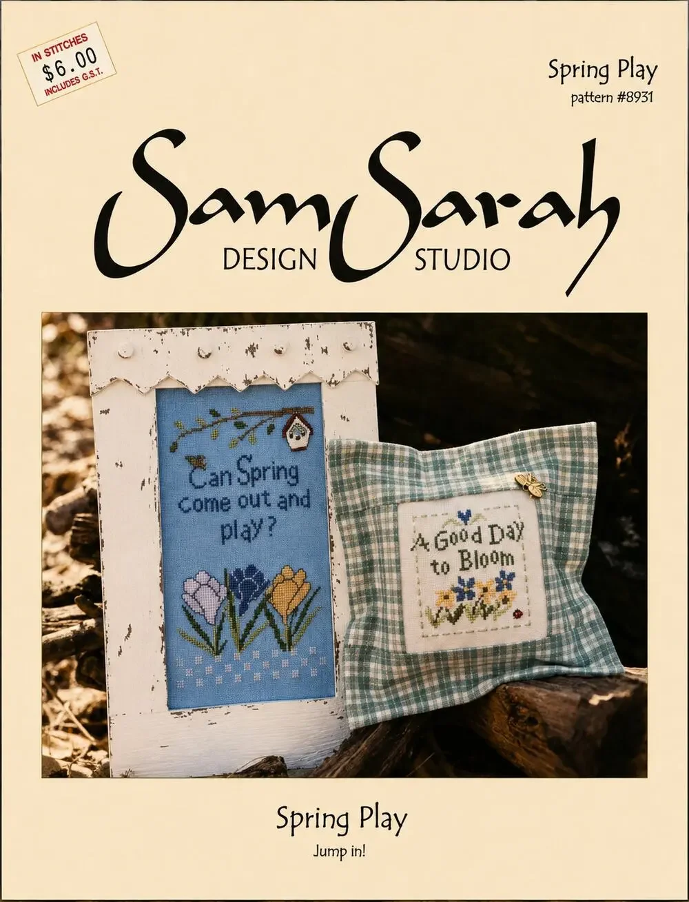 HTF Sam Sarah Design Studio Counted Cross Stitch Pattern Spring Frame & Pillow